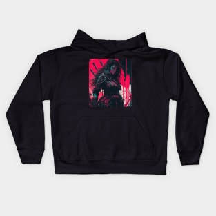 Female Cyberpunk Samurai Kids Hoodie